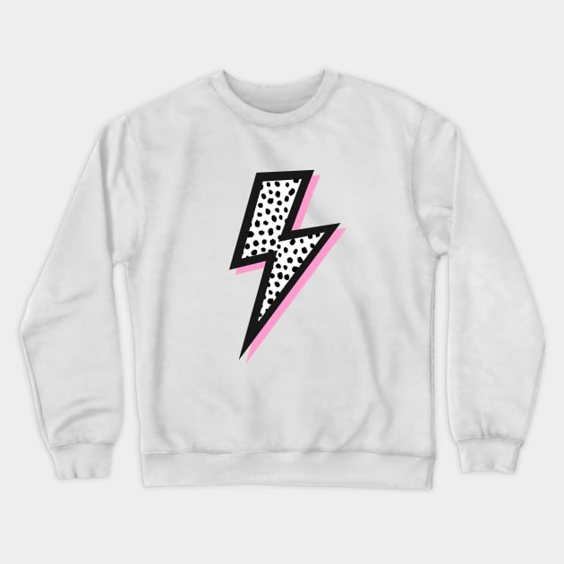 Dalmatian Spots, Black and Pink, Lightning Bolts Crewneck Sweatshirt by OneThreeSix